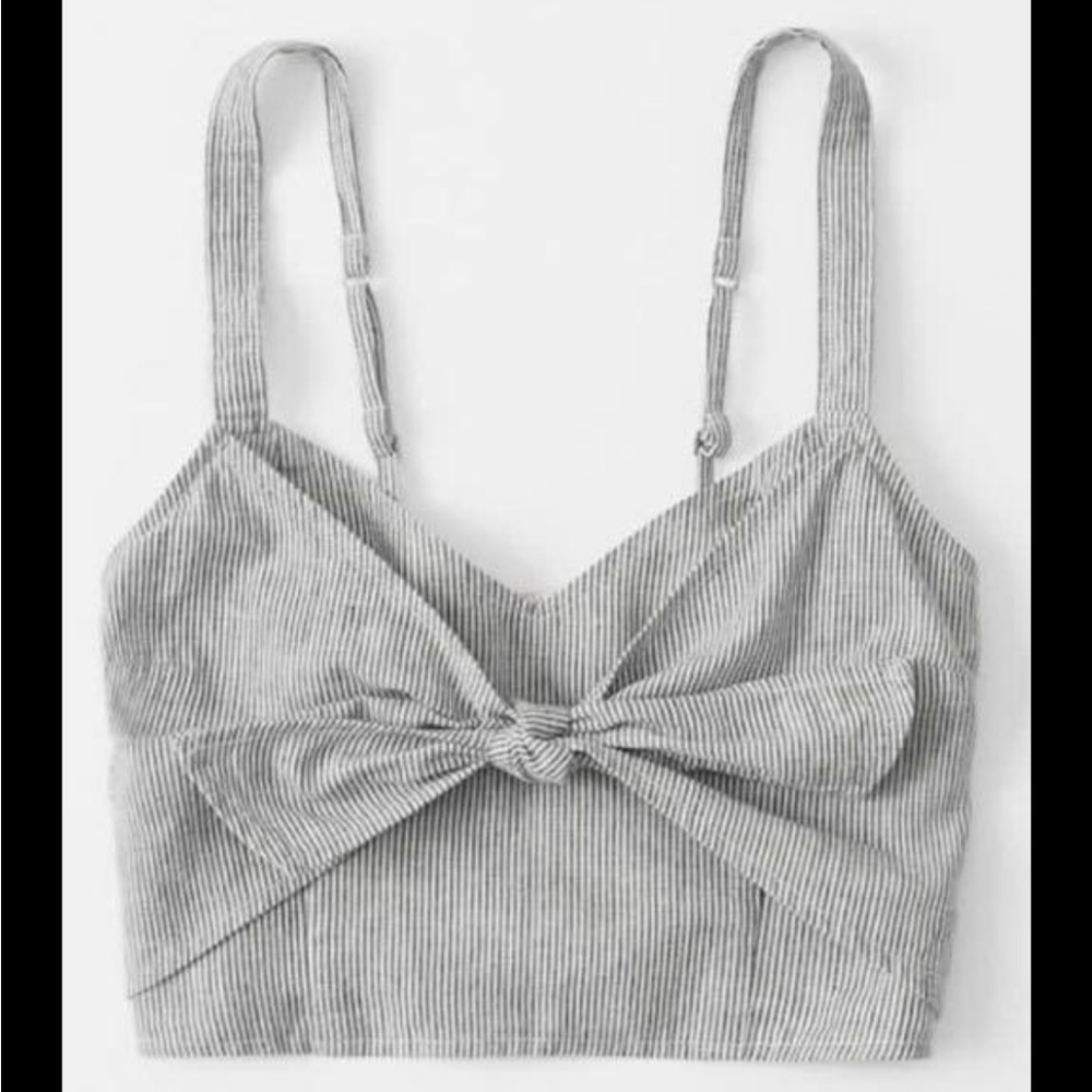 A&F linen blend tie crop top